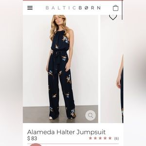 Baltic Born Navy Blue Floral Jumpsuit size large NWT